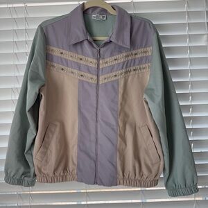 Vintage Alfred Dunner Seafoam green and lavender purple zip up jacket size 10P
